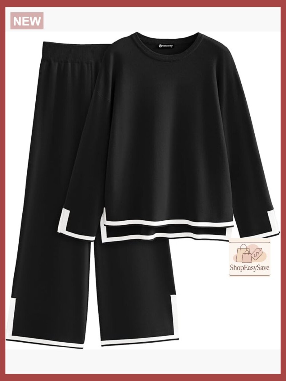 Two Piece Knit Sweater Set Wide Leg Pants Tracksuit Fall Winter - Picture 1 of 7